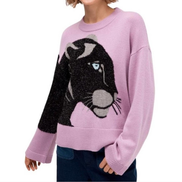 kate spade Sweaters - Kate Spade ♠️ Wool Lavender Panther Sweater. Sz Large